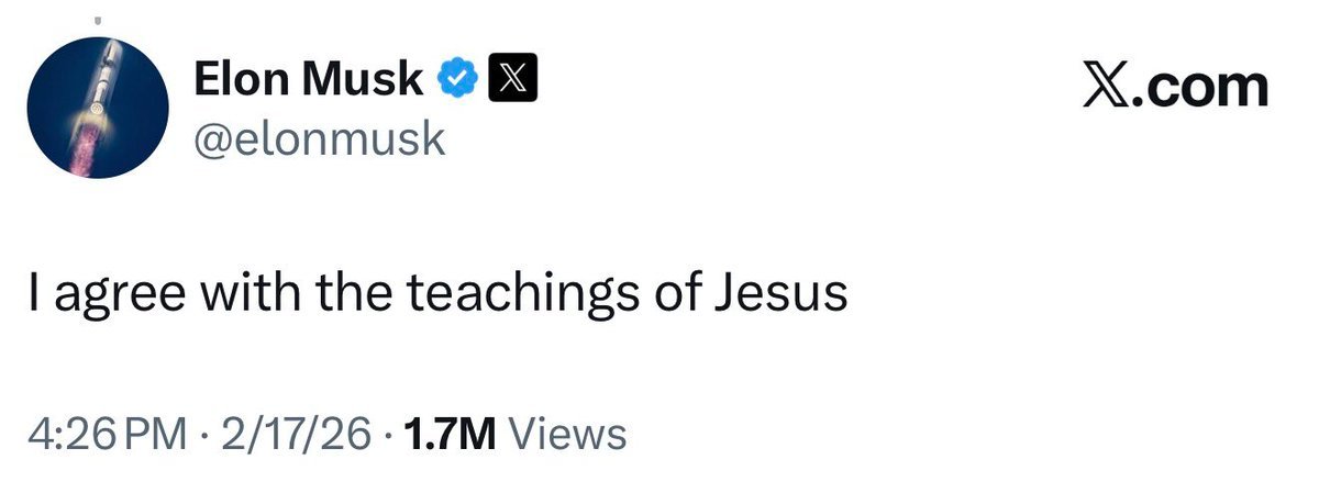 Elon Musk Agrees with Jesus' Teachings in Surprise Reply on X